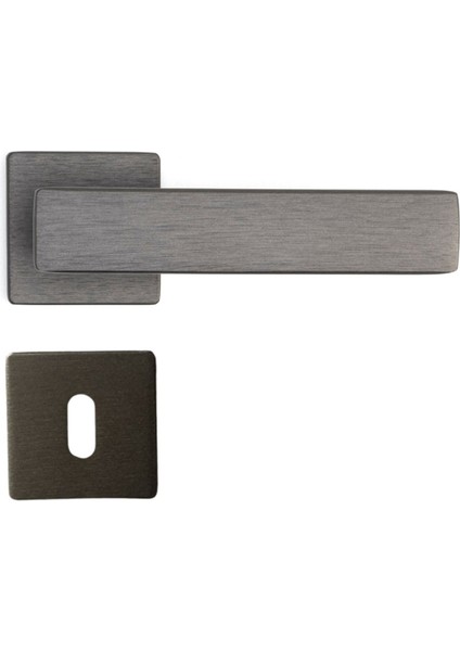 Just Rozetli Kapı Kolu Kalaylı Siyah Saten Renk Yale ( Dış Kapı Rozetli)