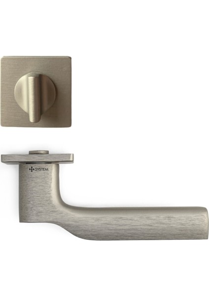 Tıke Rozetli Kapı Kolu Nikel Saten Renk Wc Mandallı Rozet