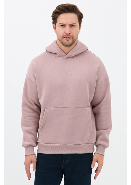 Erkek Oversize Pamuklu Kanguru Cepli 3 Iplik Basic Kapüşonlu Sweatshirt Buzmenekşe - 2xl fiyatları