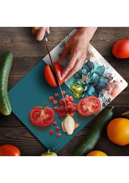 Cam Kesme Tahtası ve Sunumluk ve Sunum Tabağı Vintage Green Flower 30X40 cm fırsatları