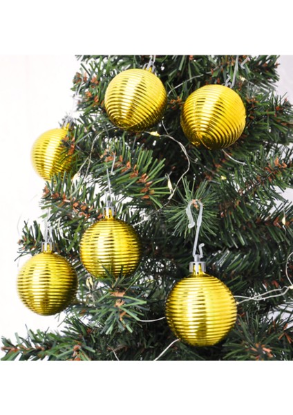 Yılbaşı Ağacı Süsü Hasır Modeli Altın Rengi 6 Adet 5 cm