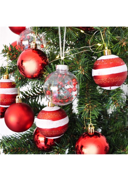 Yılbaşı Süsü Farklı Detaylı 25 Parça Kırmızı Renk Yılbaşı Ağaç Süsü