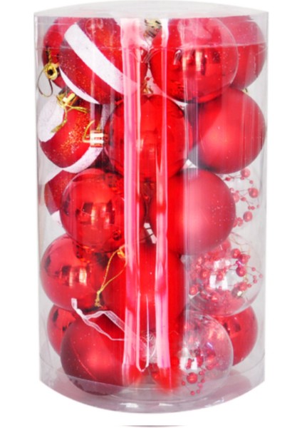 Yılbaşı Süsü Farklı Detaylı 25 Parça Kırmızı Renk Yılbaşı Ağaç Süsü modelleri