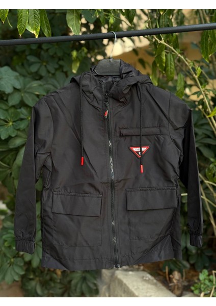 Unisex Çocuk Kapüşonlu Çift Cepli Mevsimlik Yağmurluk modelleri