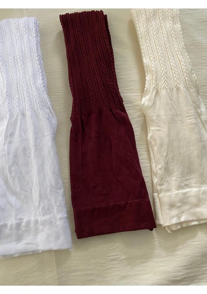 3'lü Kız Çocuk Desenli Renkli Orta Kalın Mevsimlik Külotlu Çorap Bordo & Beyaz & Vanilya fiyatları