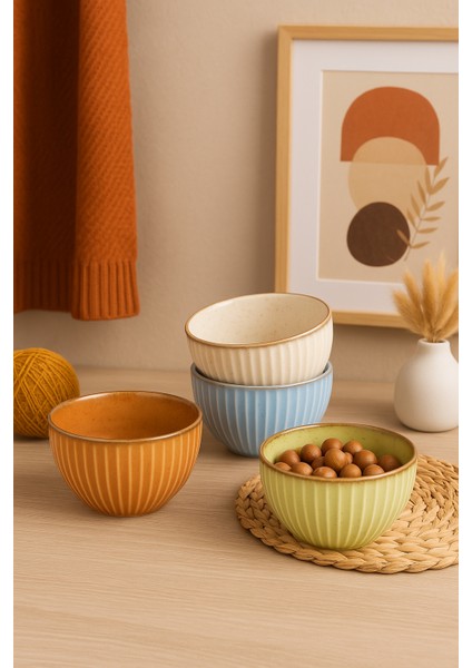 Kadıkızı 4 Parça Calma Noma 4 Kişilik Porselen Kase Takımı 10 cm