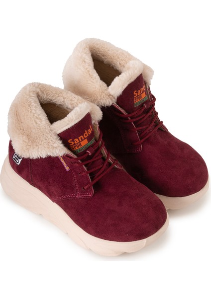 Kadın Süet Kürklü Kısa Spor Bot SS001-0478 Bordo fiyatları