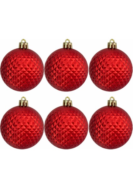 Yılbaşı Ağacı Süsü, Mat Kırmızı Ağaç Süsleme Topu 6cm 6lı