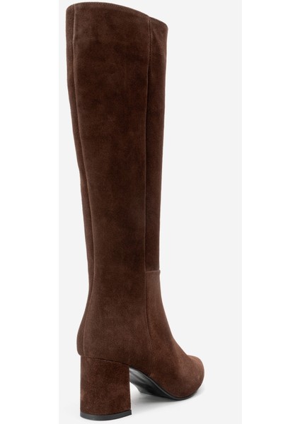 Sejas Kahverengi Hakiki Deri Süet Kadın Topuklu Çizme indirimleri