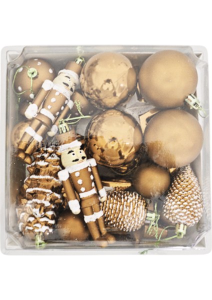 Yılbaşı Ağacı Altın Rengi Süsleme Seti Altın Rengi 24 Adet modelleri