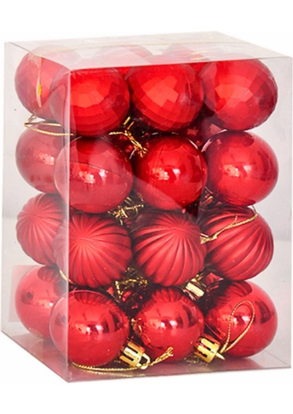 Yılbaşı Ağacı Süsü, Kırmızı Pullu Lüks Ağaç Süsleme Topları 8 cm Pakette 3 Ad. fiyatları