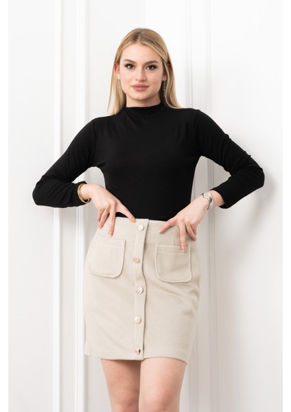 Chic Süs Düğme Detaylı Mini Kaşe Etek 6824 fiyatları