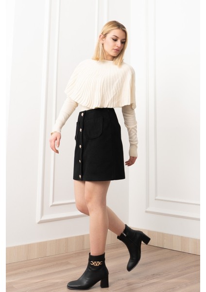 Chic Süs Düğme Detaylı Mini Kaşe Etek 6824 fiyatları