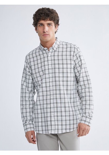Yeni Sezon Regular Fit Uzun Kollu Ekose Gabardin Erkek Gömlek