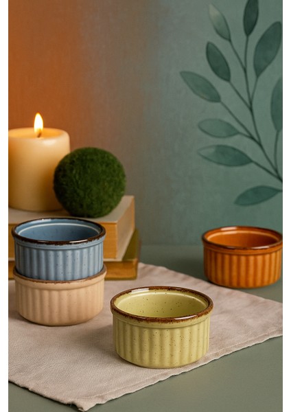 Kadıkızı 4 Parça Calma 4 Kişilik Porselen Sufle Kabı Takımı 10 cm