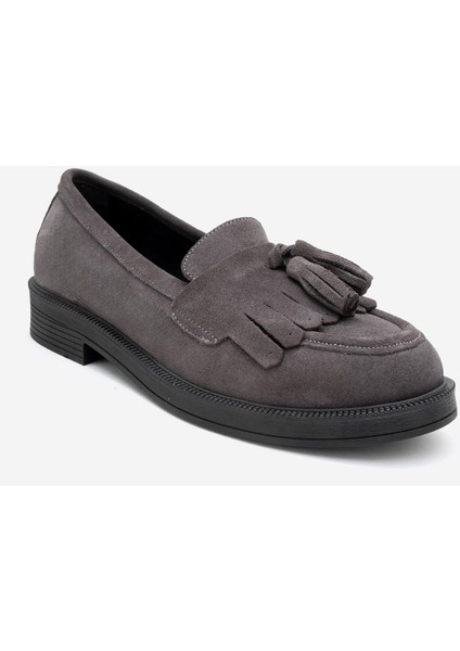Milina Füme Süet Püsküllü Hakiki Deri Kadın Loafer Ayakkabı modelleri