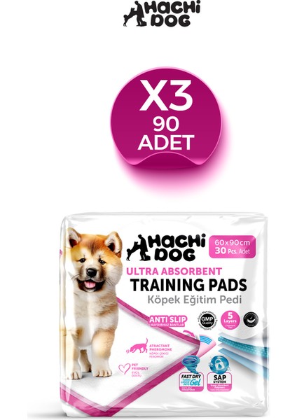 Köpek Eğitim Pedi 60X90 Kaydırmaz Bantlı 90 Adet 5 Katmanlı