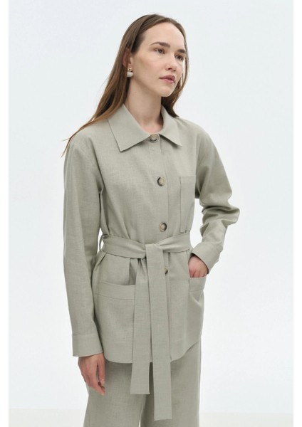 Kuşaklı Keten Ceket fiyatları