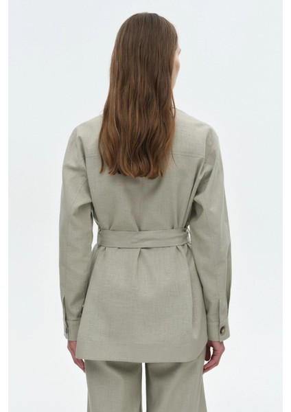 Kuşaklı Keten Ceket modelleri