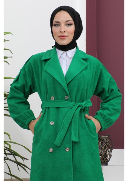 Düğme Detaylı Kaşe Kaban Zümrüt MSW19247-3 fiyatları