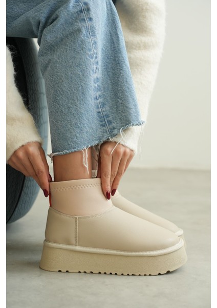 Kadın Royal Streç Kısa Bot - Ten Deri