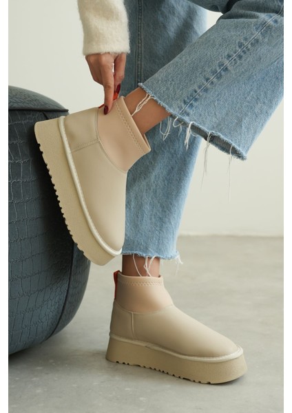 Kadın Royal Streç Kısa Bot - Ten Deri modelleri