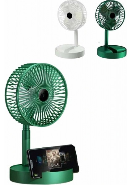 3 Kademe Hız Ayarlı Vantilatör Telefon Standlı Şarjlı Katlanabilir Soğutucu Pervane