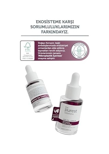 The Purest Solutions Aha & Bha Canlandırıcı ve Cilt Tonu Eşitleyici Kırmızı Peeling Cilt Serumu, Seyahat Boy 8 ml