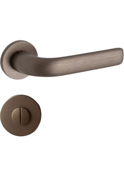 Rıven Rozetli Kapı Kolu Koyu Bronz Saten Renk Wc Mandallı Rozet