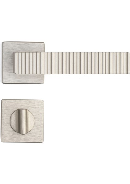 Tuna Rozetli Kapı Kolu Nikel Saten Renk Wc Mandallı Rozet