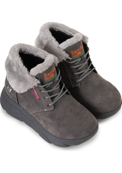 Kadın Süet Kürklü Kısa Spor Bot SS001-0478 Füme fiyatları