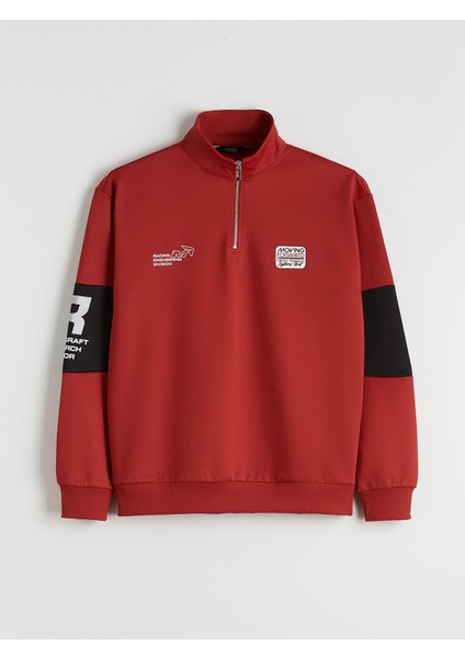 Yeni Sezon Dik Yaka Baskılı Erkek Sweatshirt indirimleri