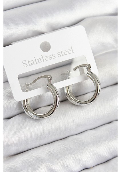 Pirinç Halka Model Gümüş Renk Kadın Küpe