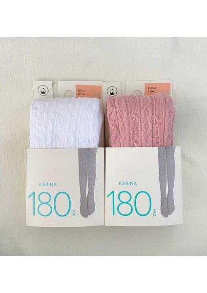 Kız Çocuk 2'li 180 Den Kalın Desenli Karına Okul Külotlu Çorap ( 2 Adet Çocuk Külotlu Çorap )