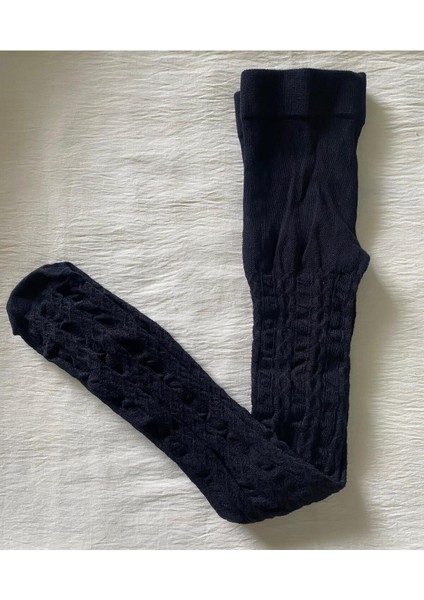 Siyah Rengi Kız Çocuk Pamuklu Desenli Karina 180 Den Külotlu Çorap ( Kids Kilotlu Çorap )