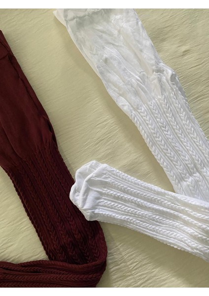 2'li Kız Çocuk Desenli Külotlu Çorap ( 80 Den Orta Kalın Mevsimlik Külotlu Çorap ) Siyah & Beyaz fiyatları