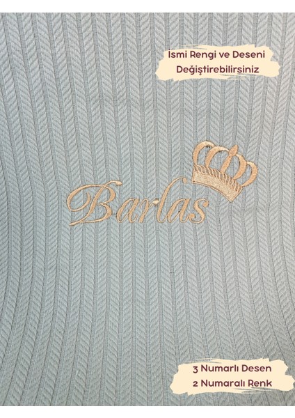 Nakışlı Isme Özel Örgü Desen Bebek Pikesi %100 Pamuk Bebek Battaniyesi 90X120