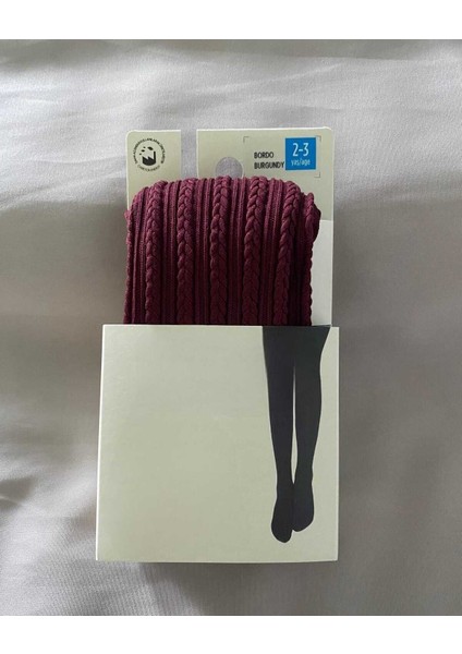 2'li Kız Çocuk Desenli Külotlu Çorap Knit Ted Model 80 Den Mevsimlik Pantyhose ( Bordo & Beyaz ) fiyatları