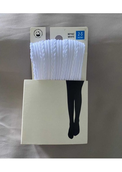 2'li Kız Çocuk Desenli Külotlu Çorap Knit Ted Model 80 Den Mevsimlik Pantyhose ( Bordo & Beyaz ) modelleri