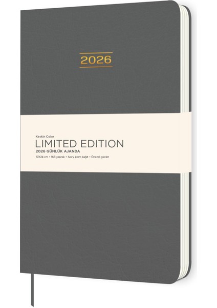 Keskin 2026-17*24 Ciltli Limited Edition Günlük Ajanda - Gri