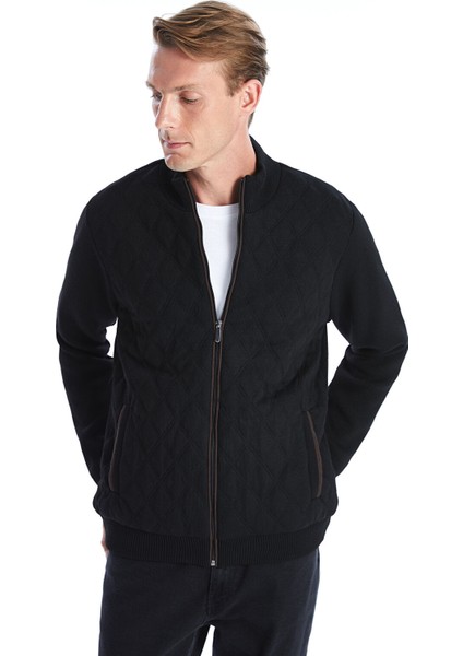 Yeni Sezon Standart Kalıp Dik Yaka Erkek Triko Mont