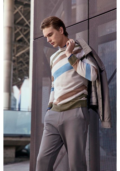 Erkek Bisiklet Yaka Triko Bej 3759