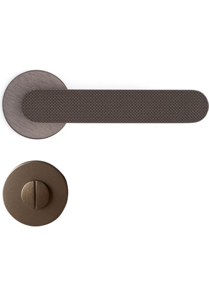 Solo-T Rozetli Kapı Kolu Koyu Bronz Saten Renk Wc Mandallı Rozet