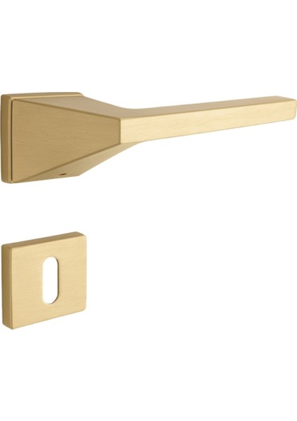 Zyra Rozetli Kapı Kolu Pirinç Saten Renk Oda Rozetli