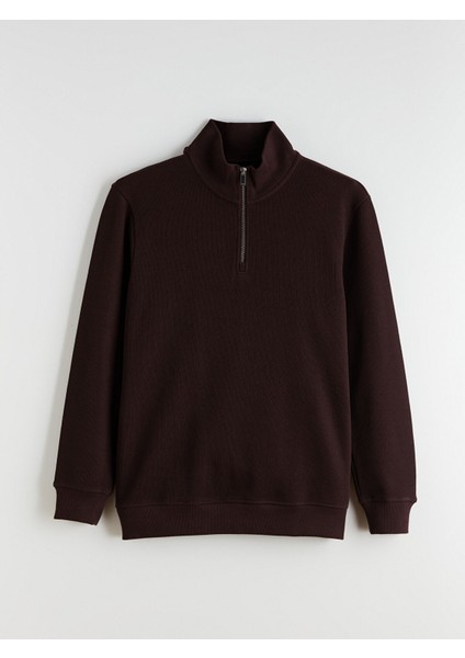 Yeni Sezon Fermuarlı Dik Yaka Uzun Kollu Erkek Sweatshirt indirimleri