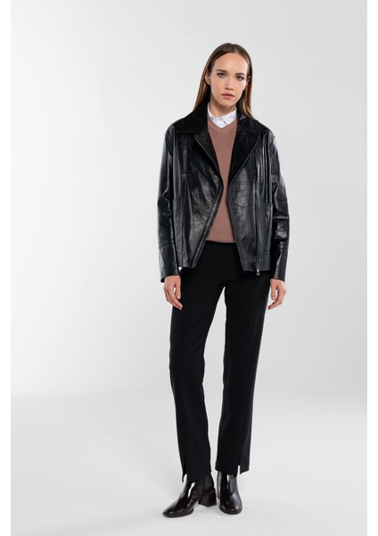 Kadın Hakiki Deri Siyah Deri Mont 415 ABK-2642 Byn Dr Mont SK24/25 Sıyah Dr fırsatları