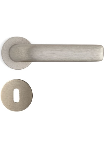 Rıven Rozetli Kapı Kolu Nikel Saten Renk Oda Rozetli
