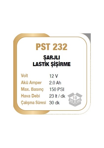 Şarjlı Lastik Şişirme Cihazı 12V PST232 modelleri