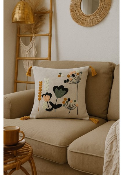 Keten Punch Işlemeli Kırlent Kılıfı 43X43 cm – El Işçiliği Panç Desen & Püskül Detaylı Yastık Kılıfı 2li VEFORMPUNCH2026 fiyatları