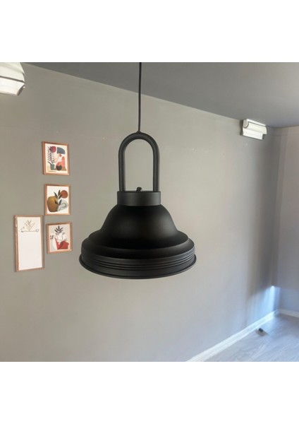 Ulmete Siyah Kilit Kafa Başlık Tekli Sarkıt Avize Salon Ofis Otel Restoran Avizeleri Vintage Tasarım modelleri